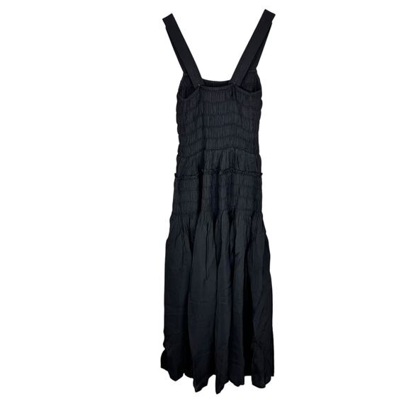 J CREW Smocked Drop Waist Silky Midi Dress Black XXS NWT Clean Girl Chic Vaca - Picture 6 of 10